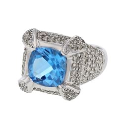 14K White Gold 7.11CTW Topaz&Diamond Fashion Ring - REF-205X5Y