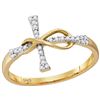 Image 1 : 0.1 CTW Natural Diamond Cross Faith Band 10K Yellow Gold