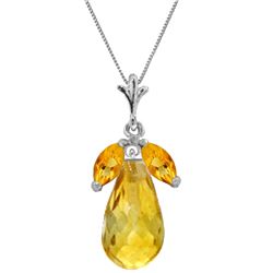 Genuine 7.2 ctw Citrine Necklace Jewelry 14KT White Gold - REF-30A5K