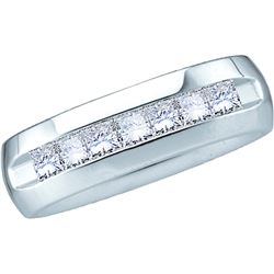 1.50 CTW Mens Princess Natural Diamond Band 14K White Gold