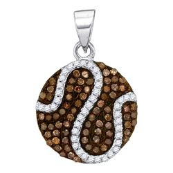 0.45 CTW Cognac-brown Colored Diamond Circle Cluster Pendant 10K White Gold