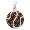 Image 1 : 0.45 CTW Cognac-brown Colored Diamond Circle Cluster Pendant 10K White Gold