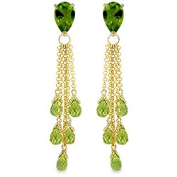 Genuine 15.5 ctw Peridot Earrings Jewelry 14KT Yellow Gold - REF-51V8W