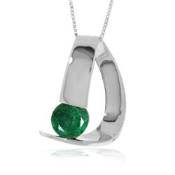 Genuine 1 ctw Emerald Necklace Jewelry 14KT White Gold - REF-58N4R