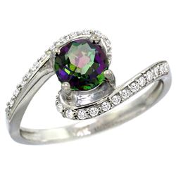 Natural 1.24 ctw mystic-topaz & Diamond Engagement Ring 10K White Gold - REF-42X9A