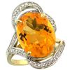 Image 1 : Natural 11.23 ctw citrine & Diamond Engagement Ring 14K Yellow Gold - REF-104N5G