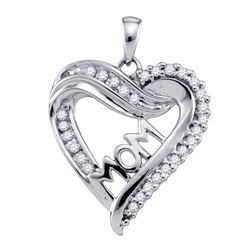 0.21 CTW Natural Diamond Heart Mom Pendant 10K White Gold