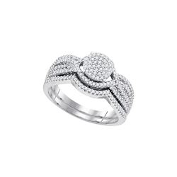 0.5 CTW Natural Diamond Cluster Bridal Engagement Ring 10K White Gold
