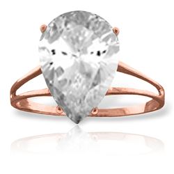 Genuine 5 ctw White Topaz Ring Jewelry 14KT Rose Gold - REF-34A3K