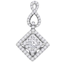 0.76 CTW Princess Natural Diamond Square Pendant 14K White Gold