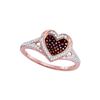 Image 1 : 0.2 CTW Red Colored Diamond Heart Love Ring 10K Rose Gold