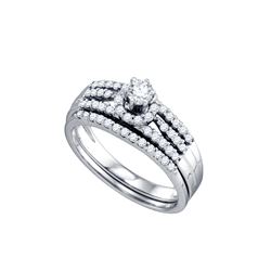 0.51 CTW Natural Diamond Halo Bridal Engagement Ring 14K White Gold