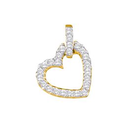 0.25 CTW Pave-set Natural Diamond Small Dangling Heart Pendant 14K Yellow Gold