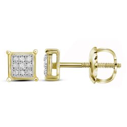 0.05 CTW Natural Diamond Square Cluster Earrings 10K Yellow Gold