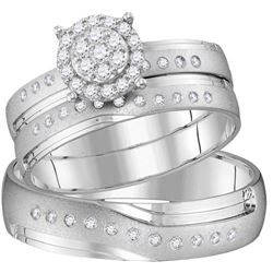 0.33 CTW His & Hers Natural Diamond Cluster Matching Bridal Ring 14K Yellow Gold