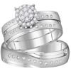 Image 1 : 0.33 CTW His & Hers Natural Diamond Cluster Matching Bridal Ring 14K Yellow Gold
