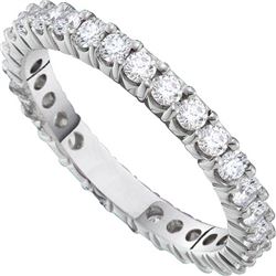 1 CTW Pave-set Natural Diamond Eternity Anniversary Band 14K White Gold