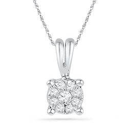 0.09 CTW Natural Diamond Cluster Pendant 10K White Gold