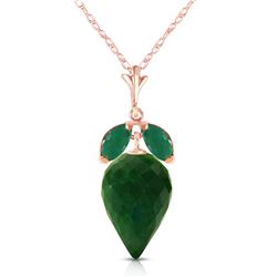 Genuine 13.4 ctw Green Sapphire Corundum & Emerald Necklace Jewelry 14KT Rose Gold - REF-34V3W