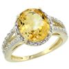 Image 1 : Natural 3.47 ctw Citrine & Diamond Engagement Ring 14K Yellow Gold - REF-46N3G