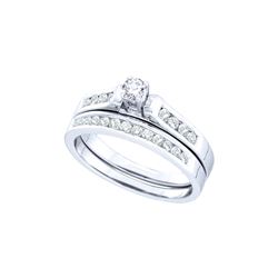 0.5 CTW Natural Diamond Solitaire Bridal Engagement Ring 14K White Gold