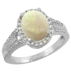 Natural 1.73 ctw opal & Diamond Engagement Ring 10K White Gold - REF-44Z4Y