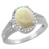 Image 1 : Natural 1.73 ctw opal & Diamond Engagement Ring 10K White Gold - REF-44Z4Y