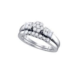 0.5 CTW Natural Diamond Flower Cluster Bridal Ring 10K White Gold