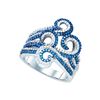 Image 1 : 0.75 CTW Blue Colored Diamond Wide Swirled Cocktail Ring 10K White Gold