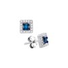 Image 1 : 0.21 CTW Blue Colored Diamond Square Solitaire Stud Earrings 10K White Gold