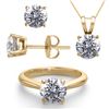 Image 1 : 14K Yellow Gold Jewelry SET 3.0CTW Natural Diamond Ring, Earrings, Necklace - REF#759X8F-WJ13349