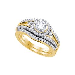 1.25 CTW Natural Diamond Halo Bridal Engagement Ring 14K Yellow Gold