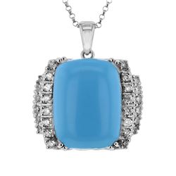 14K White Gold 11.69CTW Turquoise Necklaces - REF-91R3K