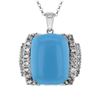 Image 1 : 14K White Gold 11.69CTW Turquoise Necklaces - REF-91R3K