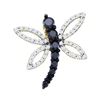 Image 1 : 0.5 CTW Black Colored Diamond Dragonfly Insect Bug Flying Fine Pendant 10K Yellow Gold