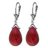 Image 1 : Genuine 16 ctw Ruby Earrings Jewelry 14KT White Gold - REF-85T2A