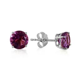 Genuine 0.95 ctw Amethyst Earrings Jewelry 14KT White Gold - REF-17M3T