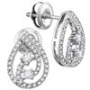 Image 1 : 0.25 CTW Natural Diamond 2-stone Teardrop Screwback Earrings 10K White Gold