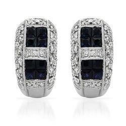 18KWhite Gold 2.04 CTW Sapphire & Diamond Earring - REF-152M2F