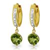 Image 1 : Genuine 2.63 ctw Peridot & Diamond Earrings Jewelry 14KT Yellow Gold - REF-56K2V