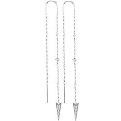 0.11 CTW Natural Diamond Threader Earrings 10K White Gold