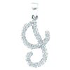 Image 1 : 0.17 CTW Natural Diamond Letter J Initial Pendant 10K White Gold