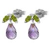 Image 1 : Genuine 3.4 ctw Amethyst & Peridot Earrings Jewelry 14KT White Gold - REF-19P3H