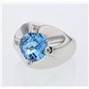 Image 1 : Round Prong-set Topaz w/ Diamond Ring in 14K White Gold - REF-104F9M