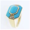 Image 1 : Turquoise Over-lay Ring w/ Diamonds in 14K Yellow Gold - REF-72X4Y