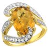 Image 1 : Natural 6.22 ctw quartz & Diamond Engagement Ring 14K Yellow Gold - REF-129W4K