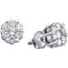 Image 1 : 1 CTW Natural Diamond Flower Cluster Screwback Stud Earrings 14K White Gold