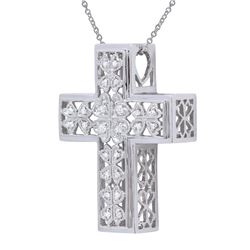 Genuine 0.13 TCW 18K White Gold Ladies Necklace - REF-91Y2X