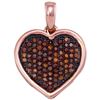 Image 1 : 0.25 CTW Red Colored Diamond Heart Love Cluster Pendant 10K Rose Gold