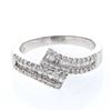Image 1 : Round & Baguette Diamond Bypass Wedding Band in 14K White Gold - REF-76F8M